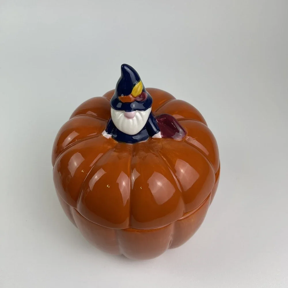 Sheffield Home Halloween Wizard Vintage Retro Large Pumpkin Cookie Biscuit Jar